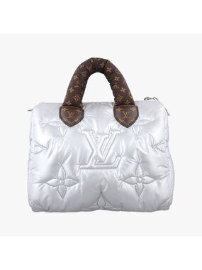 Louis Vuitton Speedy Bandouliere 25 Silver Recycled Metallic Nylon Handbag